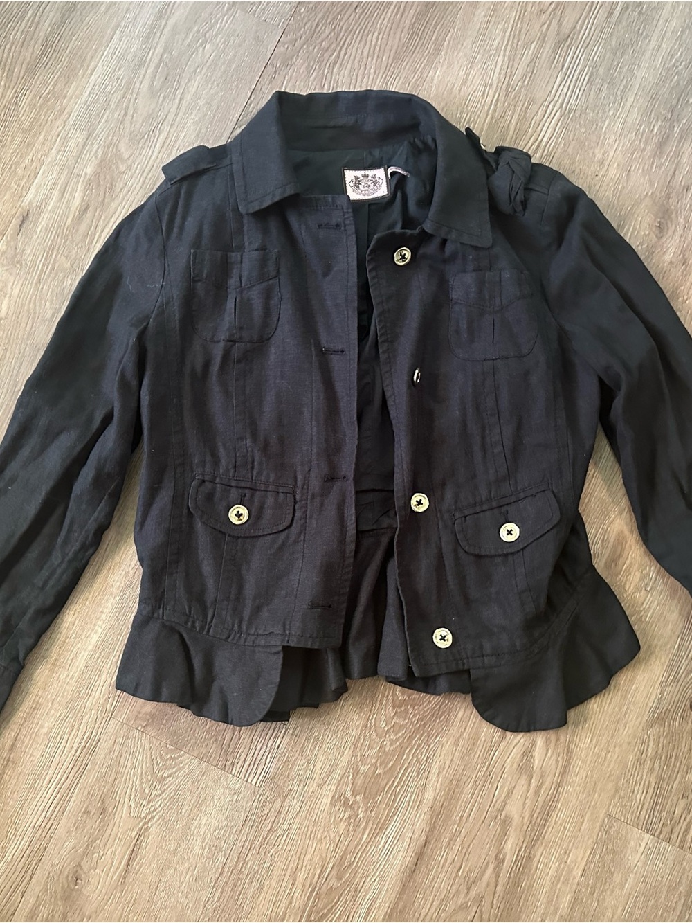 Juicy Couture Black Button-Front Blazer Jacket